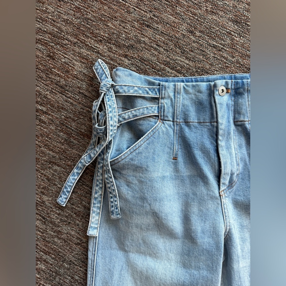 NWOT Something Navy Sydney Tie Waist Denim Trouser Jeans Size 8 - Picture 6 of 10